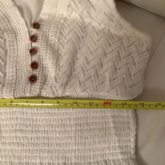 J Gee White Peasant Tiered Lace Bodice Flowy Romantic Boho Dress Size PL - Picture 5 of 12